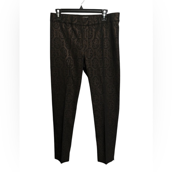 D. Exterior | Metallic Jacquard Pants Brocade Black Bronze‎ Sz 46/10 - Picture 1 of 7